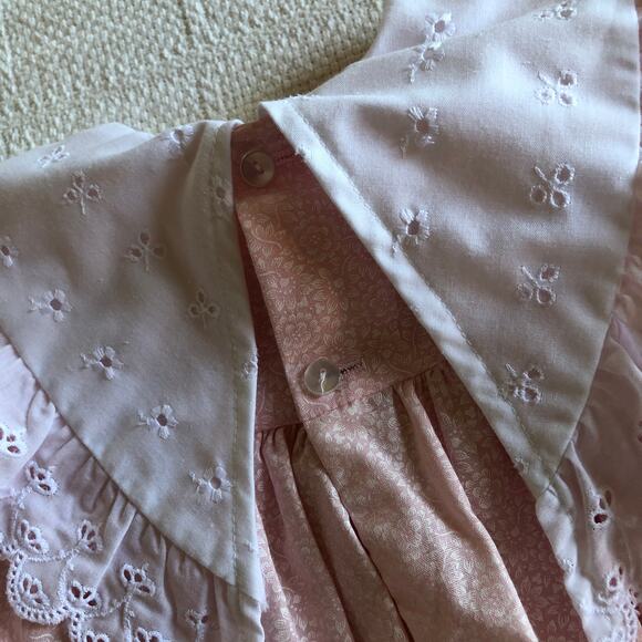 VTG 80s Peaches ’n Cream Pink Lace Ruffle Dress Girls 6 Cottagecore Prairie USA - Picture 9 of 13